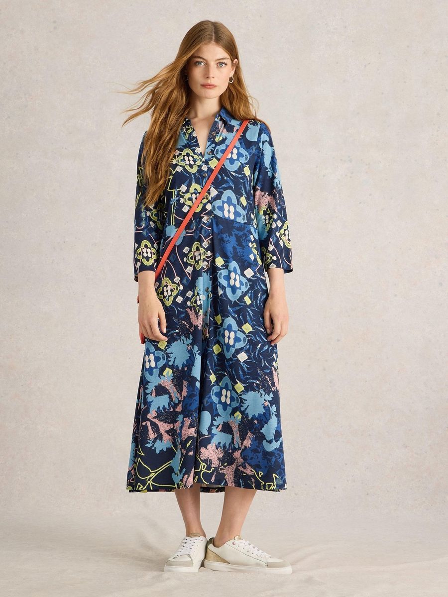 Hemdblusenkleid mit abstraktem Muster