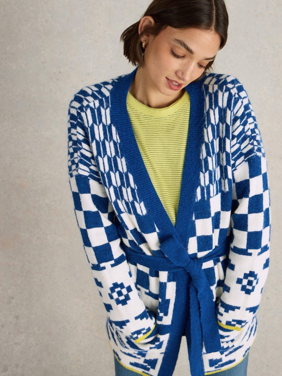 Strickjacke mit geometrischem Mustermix