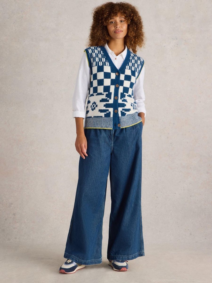 Strickweste mit geometrischem Retromuster