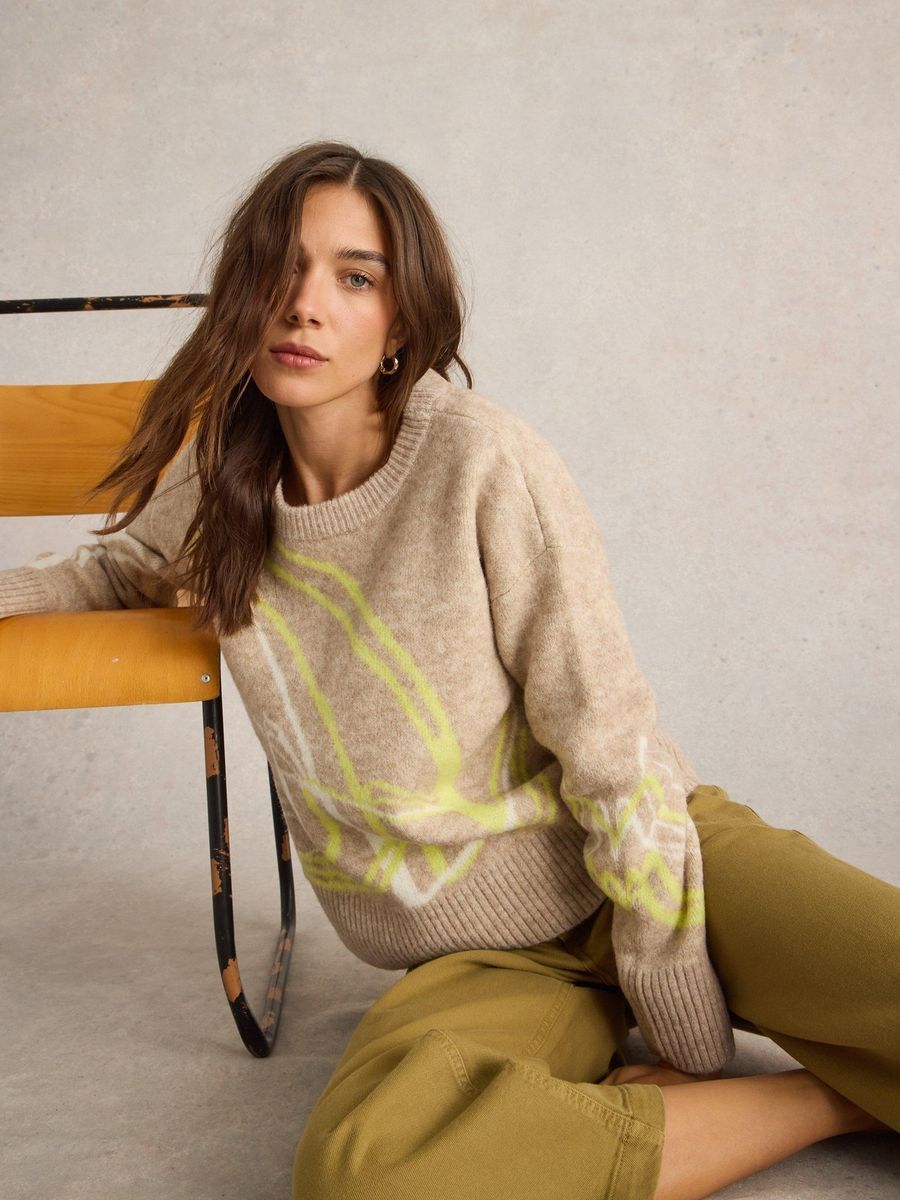 Strickpullover mit grafischem Wirbelmuster