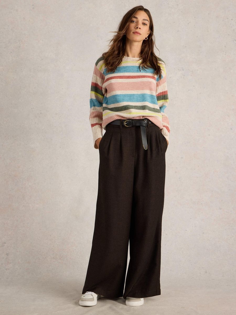 Elegante Tweedhose mit weitem Bein