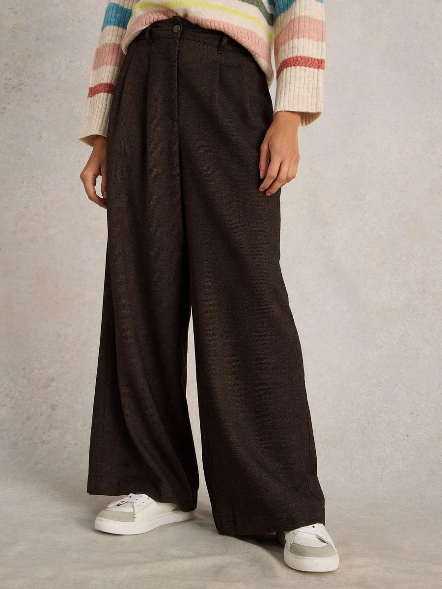 Elegante Tweedhose mit weitem Bein