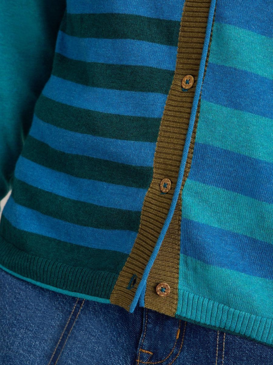 Gestreifte Bio-Baumwolle Strickjacke