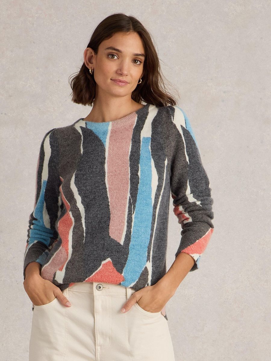 Wollpullover mit abstraktem Muster