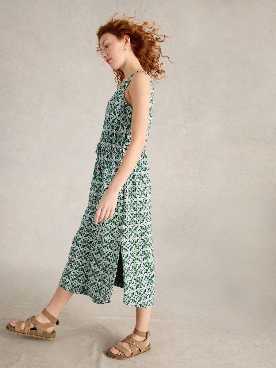 Ärmelloses Midikleid mit geometrischem Muster