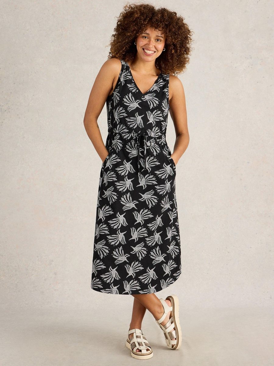 Ärmelloses Midikleid mit geometrischem Muster