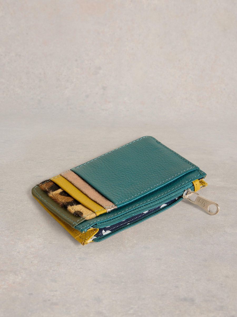 Schlankes Leder-Kartenetui mit Streifendesign
