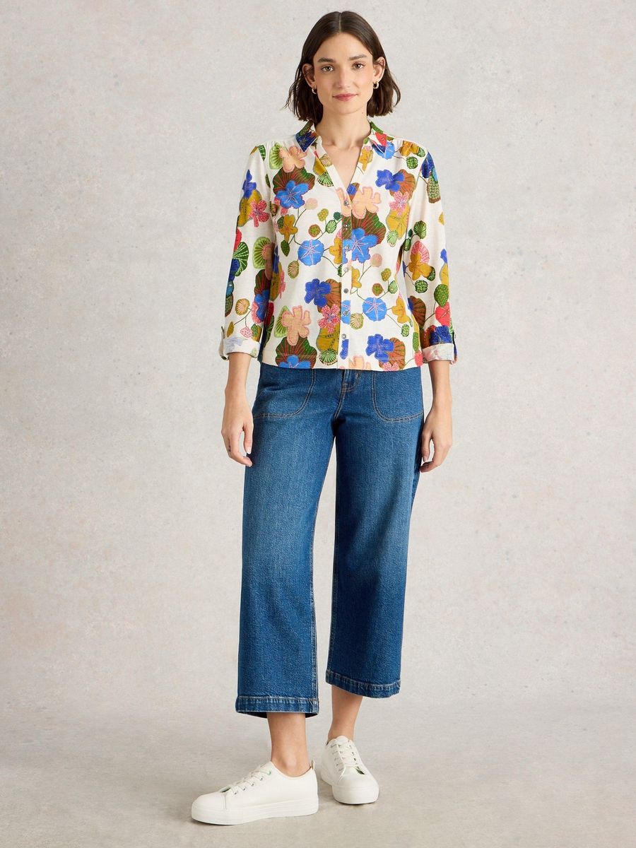 Bedruckte Baumwoll-Jerseybluse