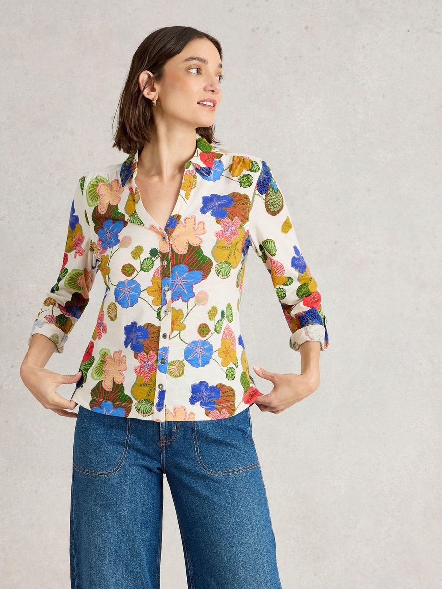 Bedruckte Baumwoll-Jerseybluse