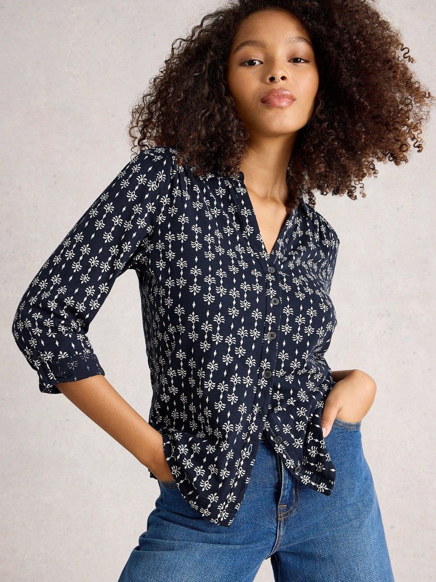 Bedruckte Baumwoll-Jerseybluse