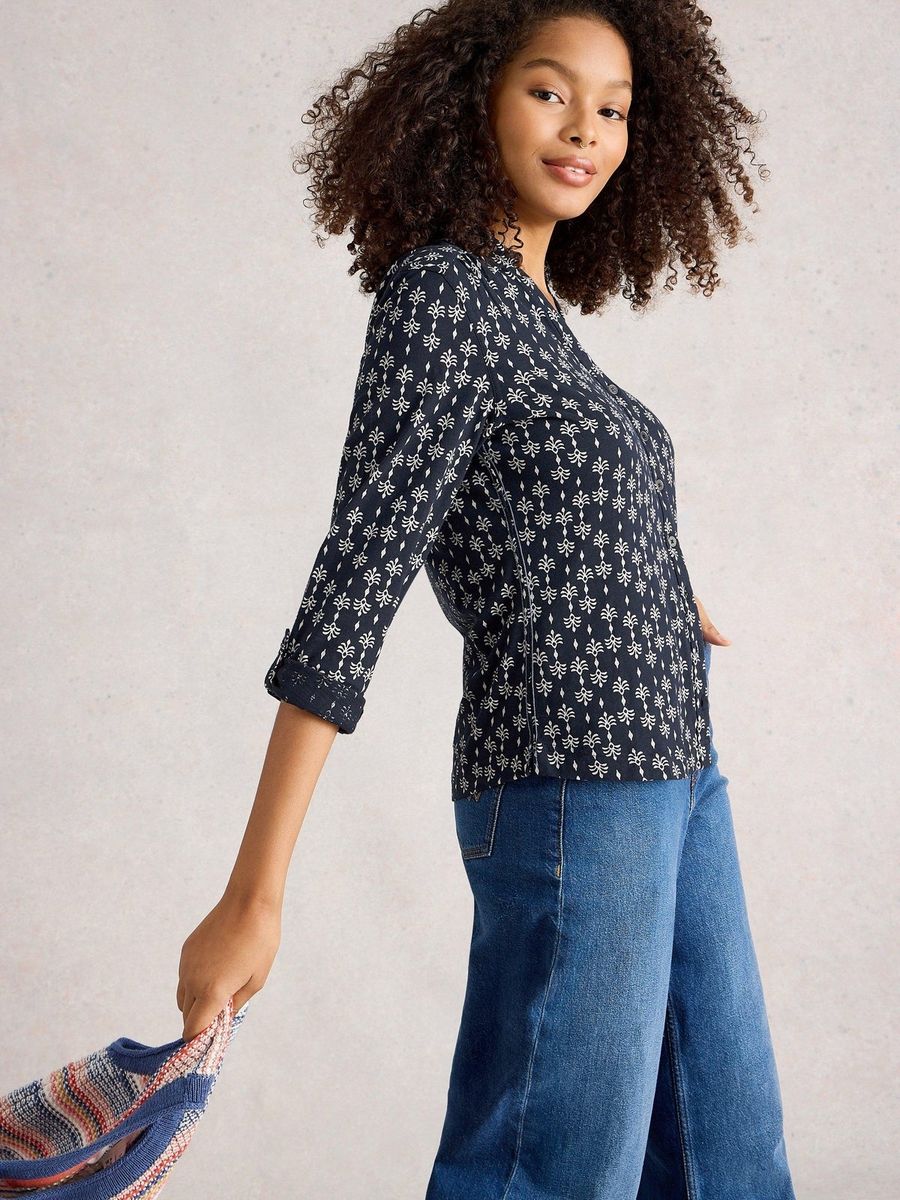 Bedruckte Baumwoll-Jerseybluse