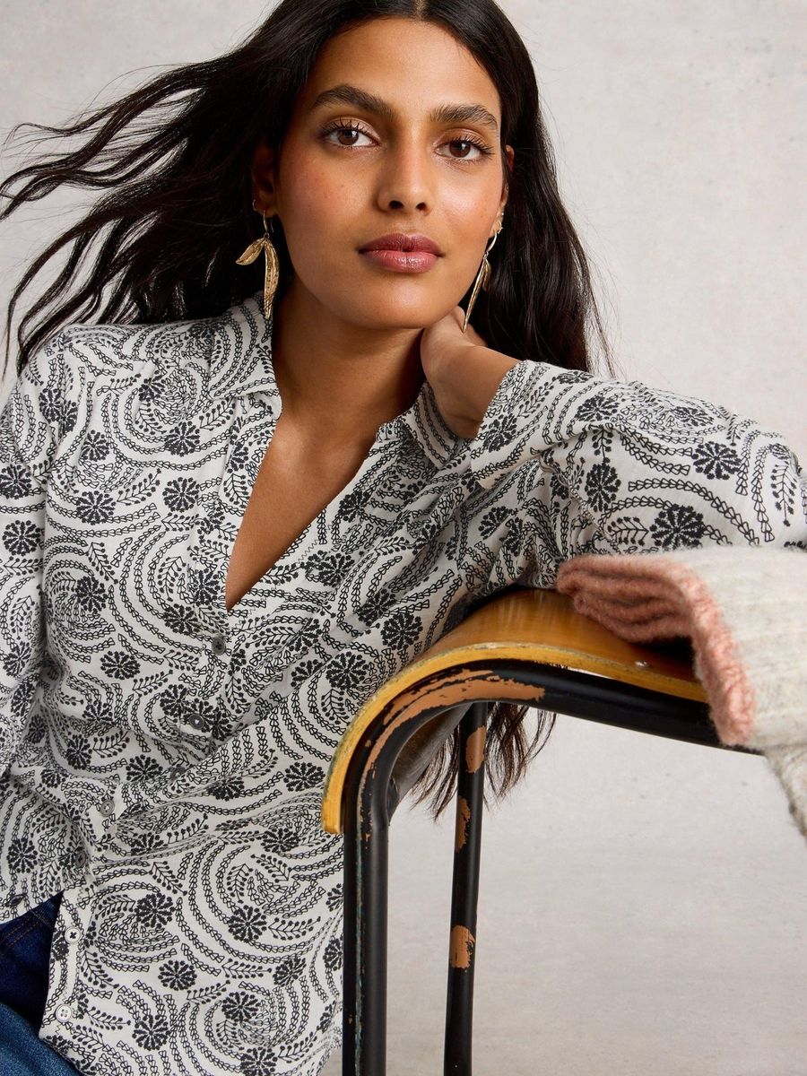 Bedruckte Baumwoll-Jerseybluse