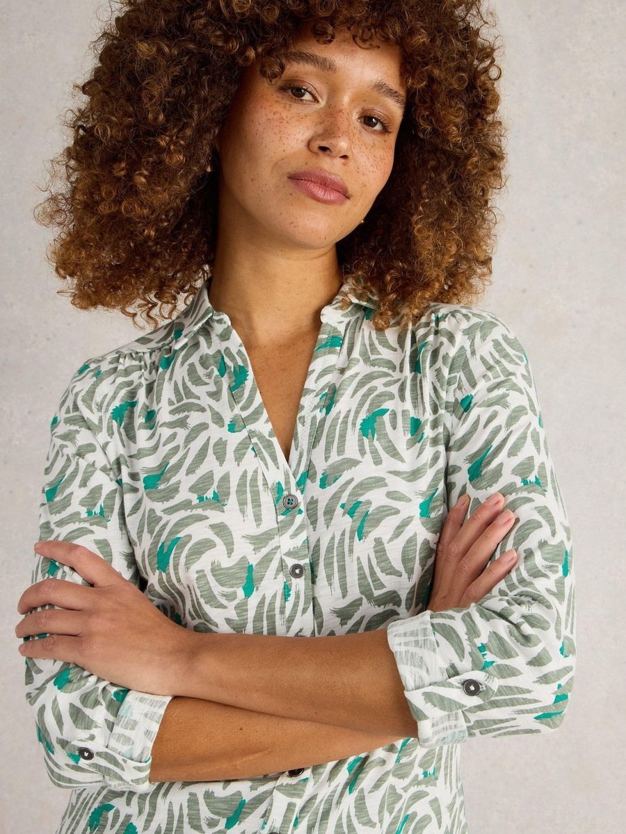Bedruckte Baumwoll-Jerseybluse