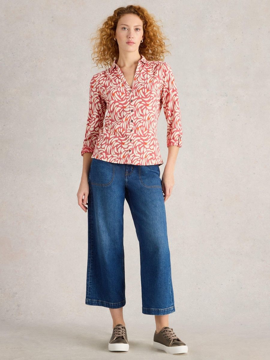 Bedruckte Baumwoll-Jerseybluse