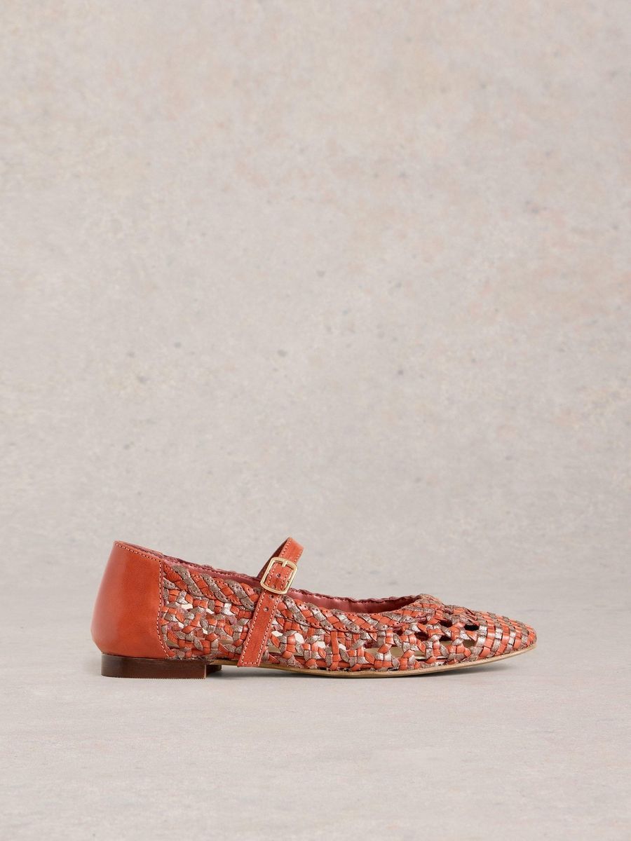 Geflochtene Metallic Mary Jane Ballerinas