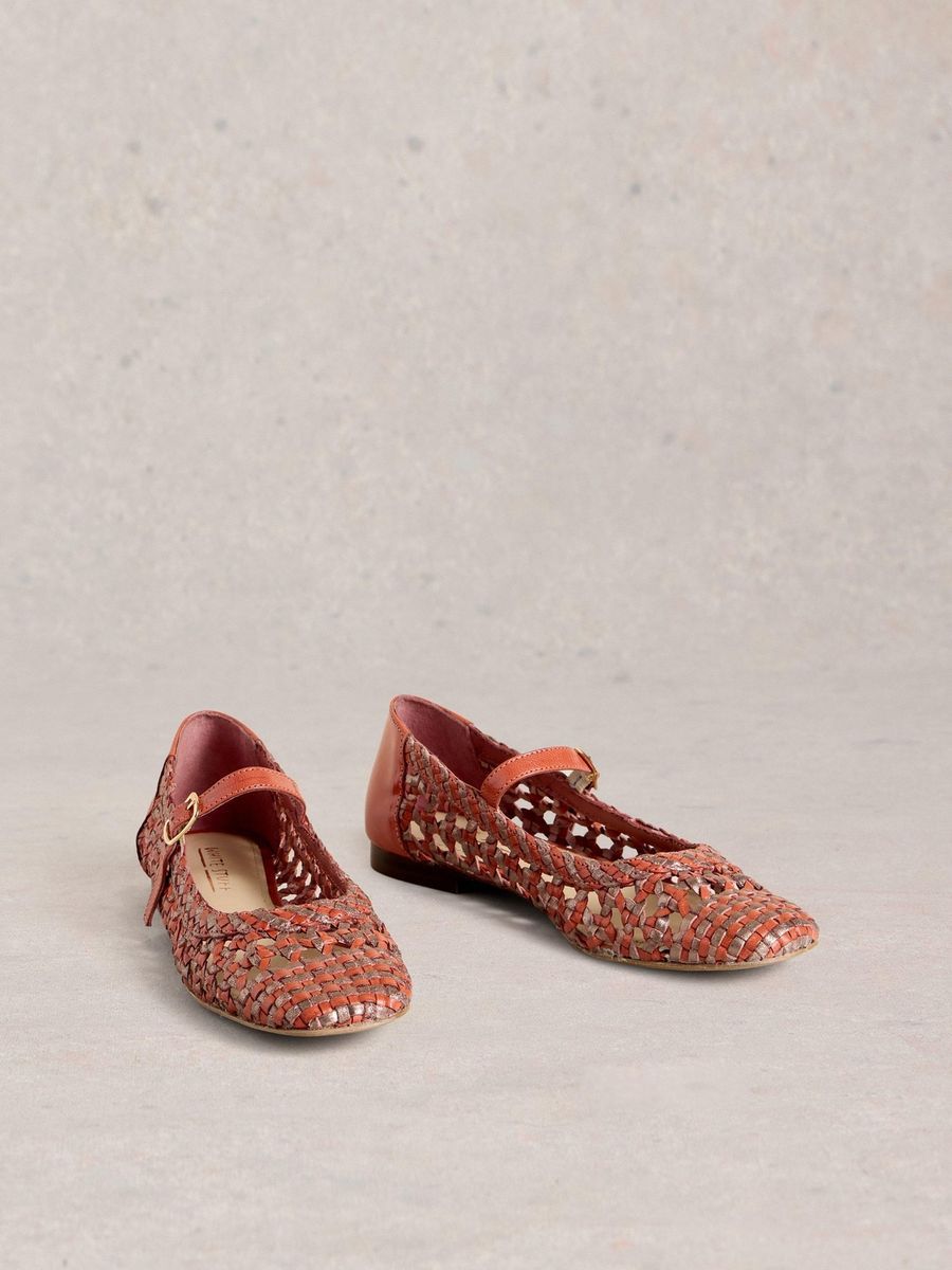 Geflochtene Metallic Mary Jane Ballerinas