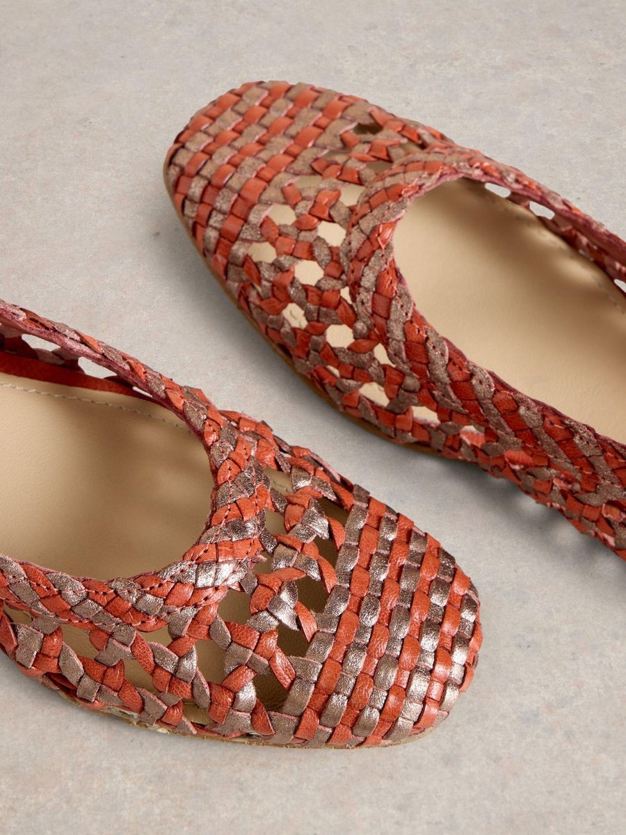 Geflochtene Metallic Mary Jane Ballerinas