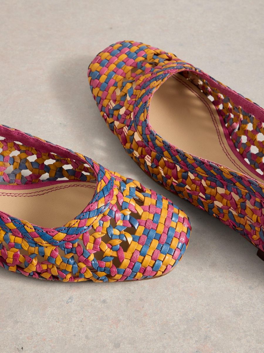 Geflochtene Metallic Mary Jane Ballerinas