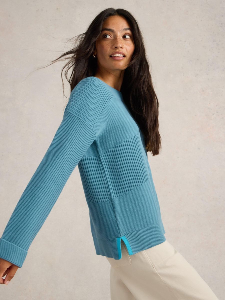Strukturierter Pullover mit Rippenstrick-Mix