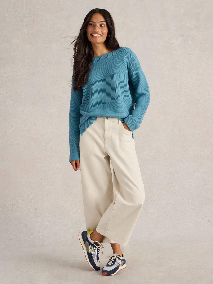 Strukturierter Pullover mit Rippenstrick-Mix