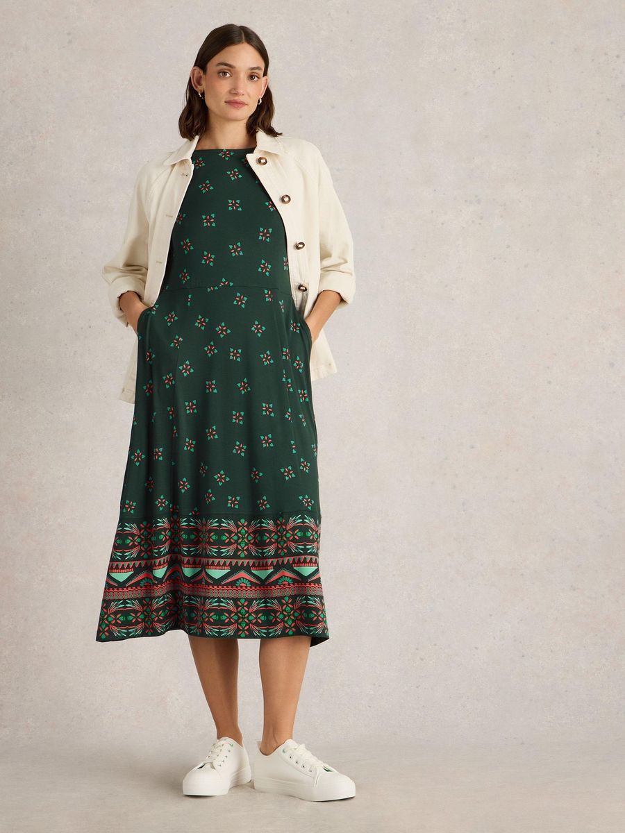 Gemustertes Jersey-Midikleid