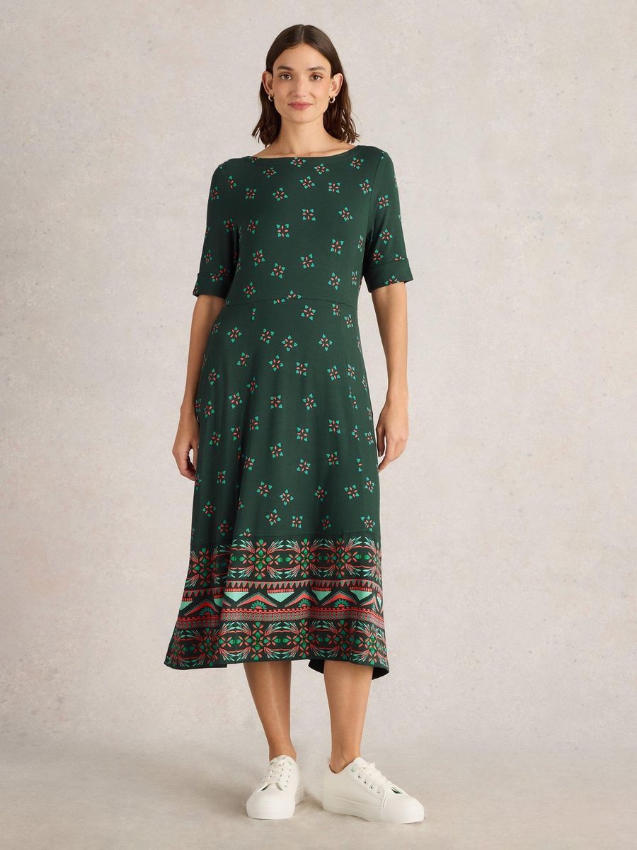 Gemustertes Jersey-Midikleid