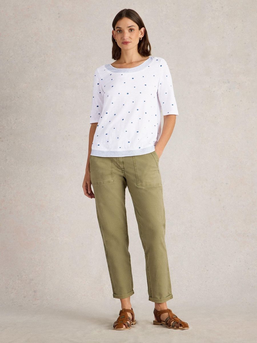 Besticktes Polka-Dot-Shirt aus Baumwolle