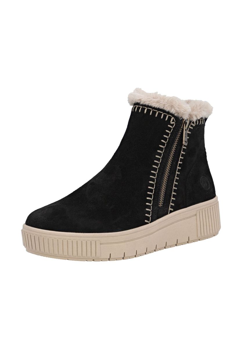 Plateau-Stiefeletten mit Kunstfellbesatz