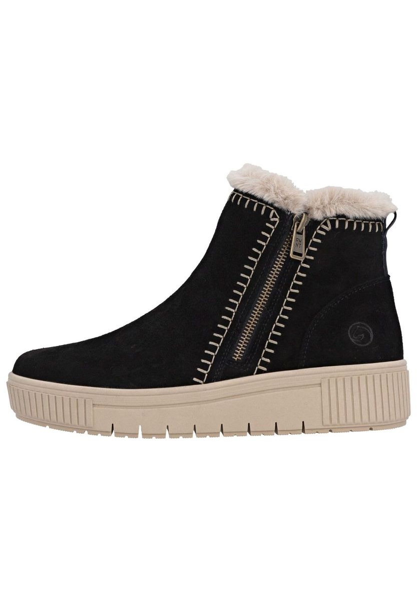 Plateau-Stiefeletten mit Kunstfellbesatz