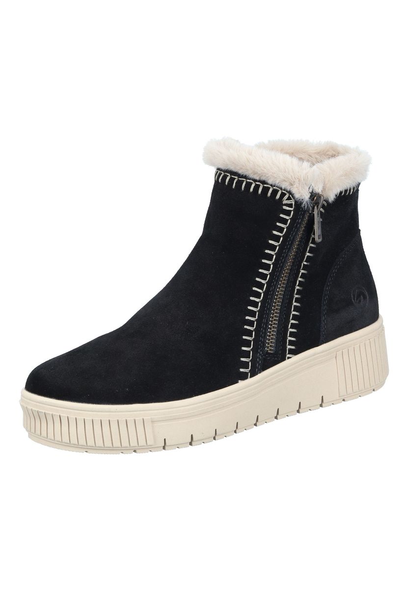 Plateau-Stiefeletten mit Kunstfellbesatz