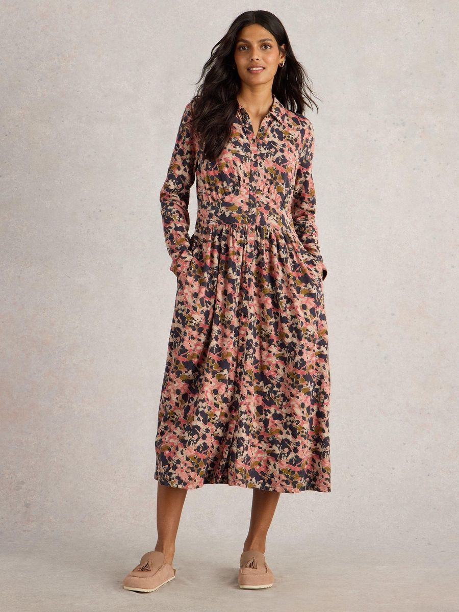 Klassisches Hemdblusenkleid mit Print