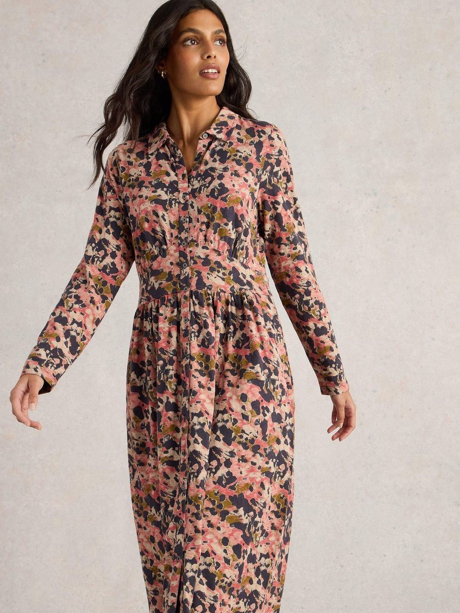 Klassisches Hemdblusenkleid mit Print