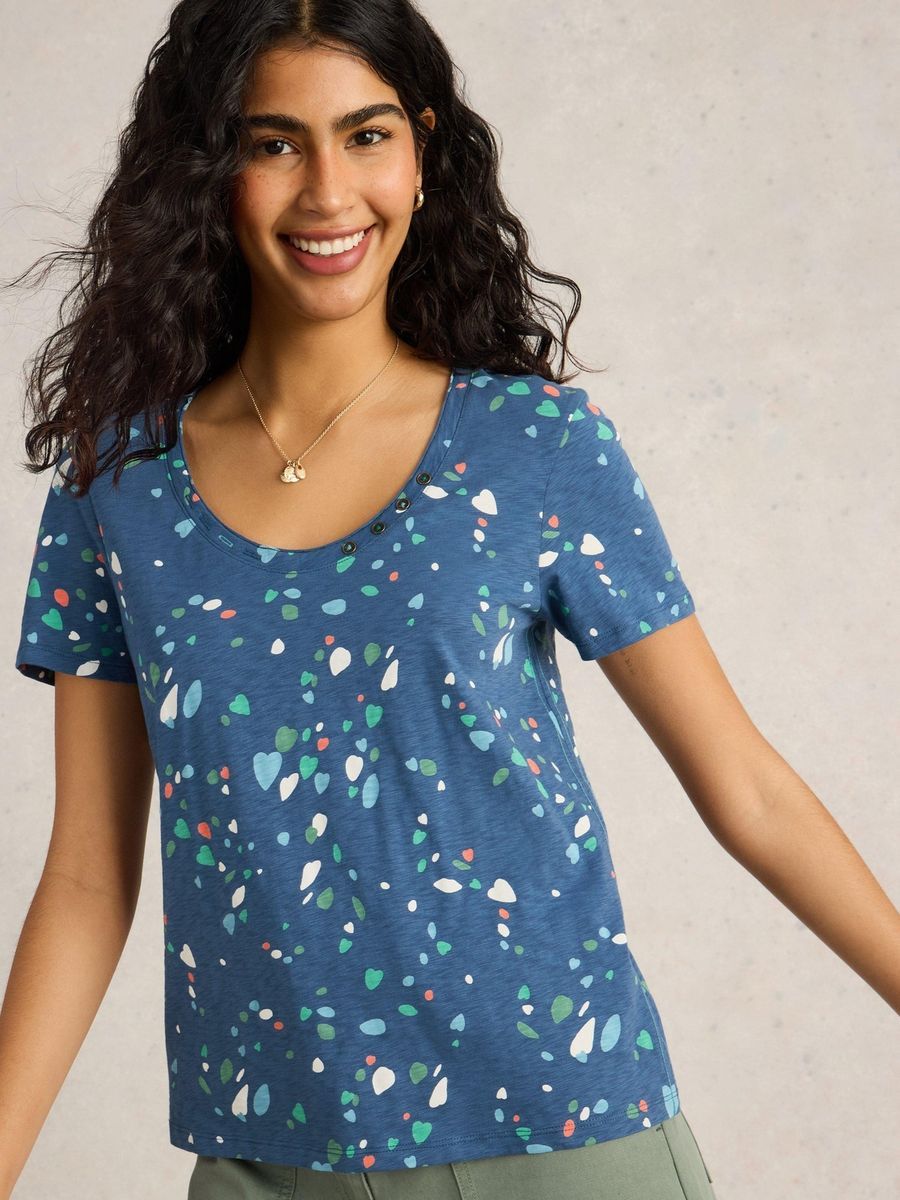 T-Shirt mit abstraktem Herz-Print