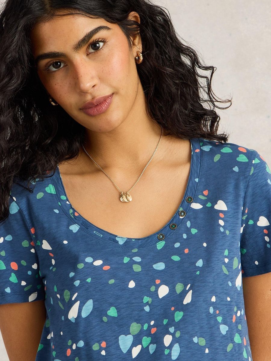 T-Shirt mit abstraktem Herz-Print