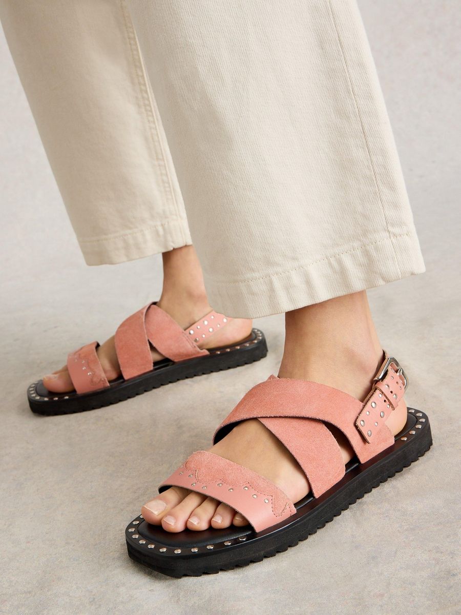 Besetzte Western-Sandalen aus Wildleder
