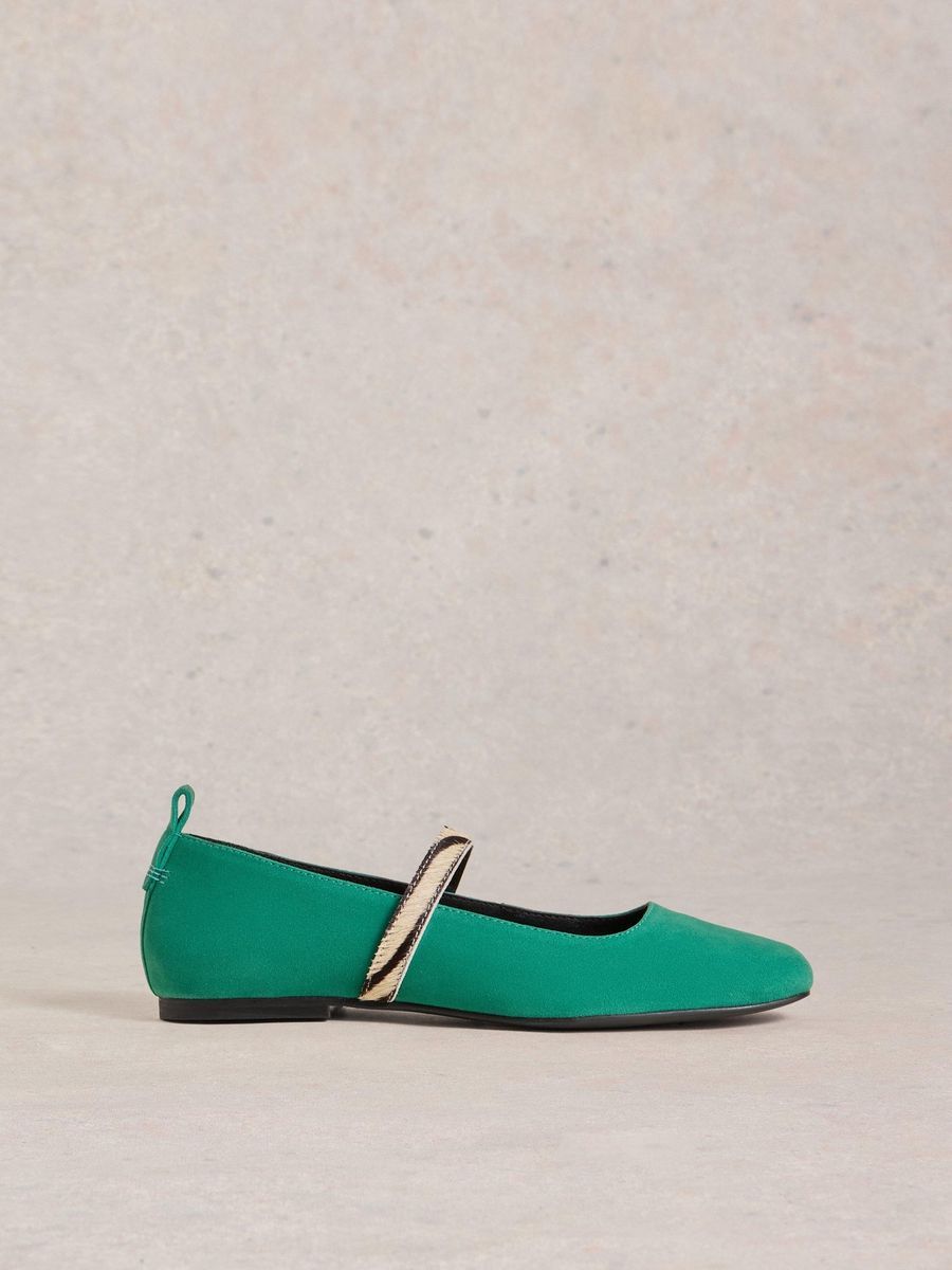Mary-Jane-Ballerinas mit Riemen in Tieroptik