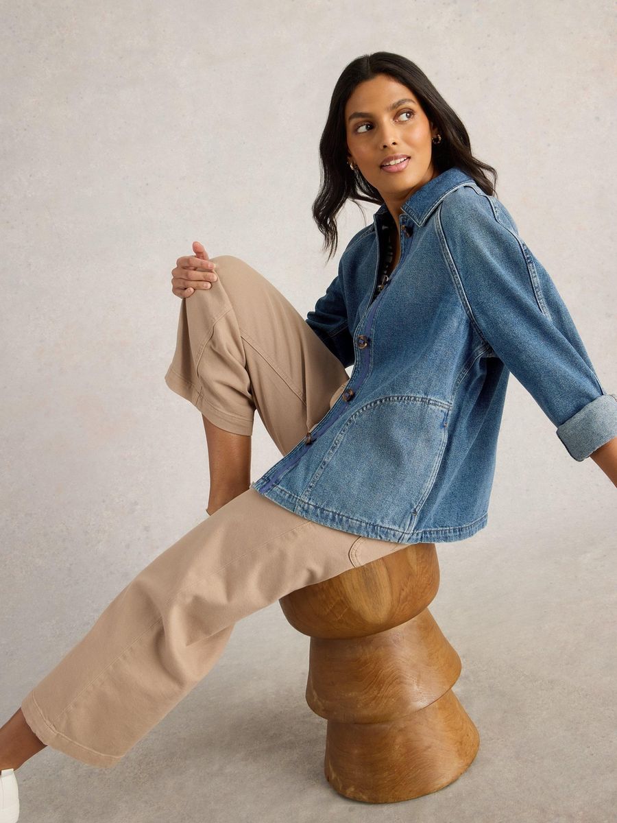 Oversize-Jeansjacke mit Raglanärmeln