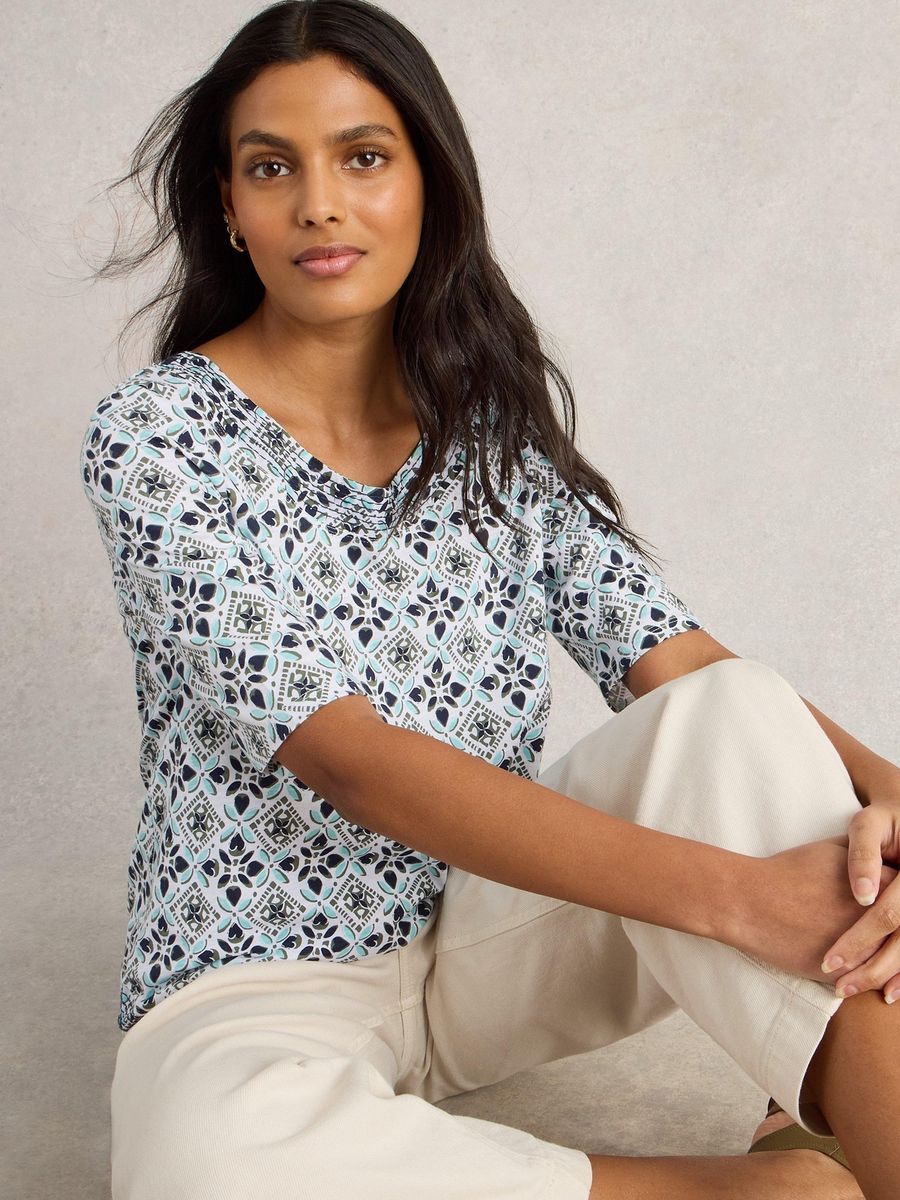 Jersey-Oberteil mit geometrischem Print