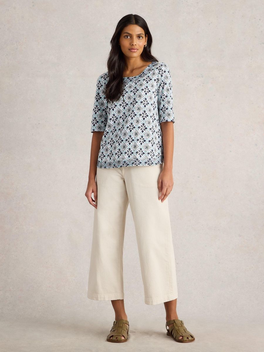 Jersey-Oberteil mit geometrischem Print