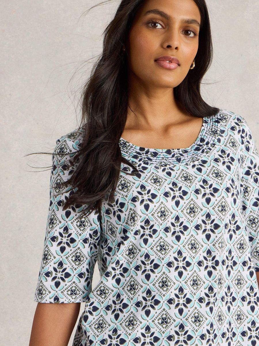 Jersey-Oberteil mit geometrischem Print