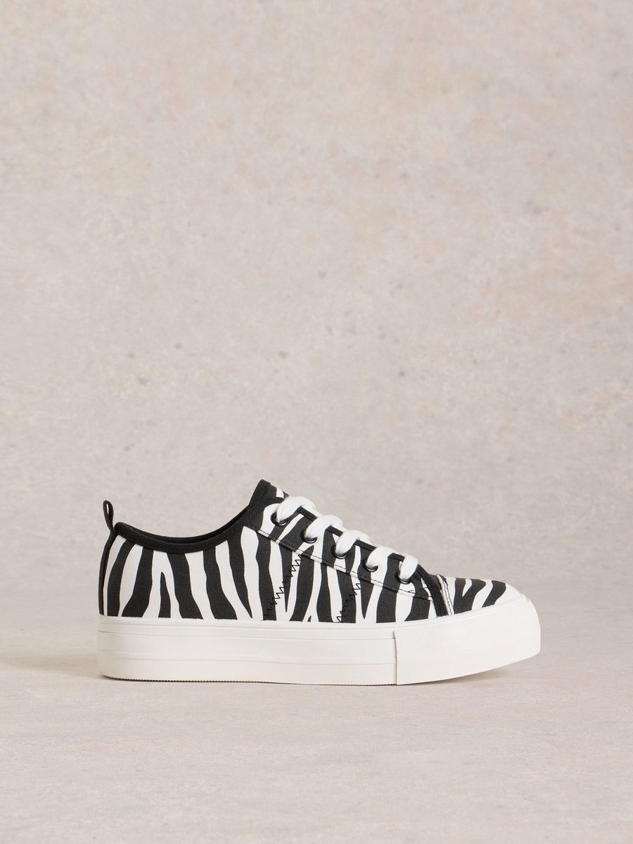 Plateau-Sneaker mit Zebramuster aus Canvas