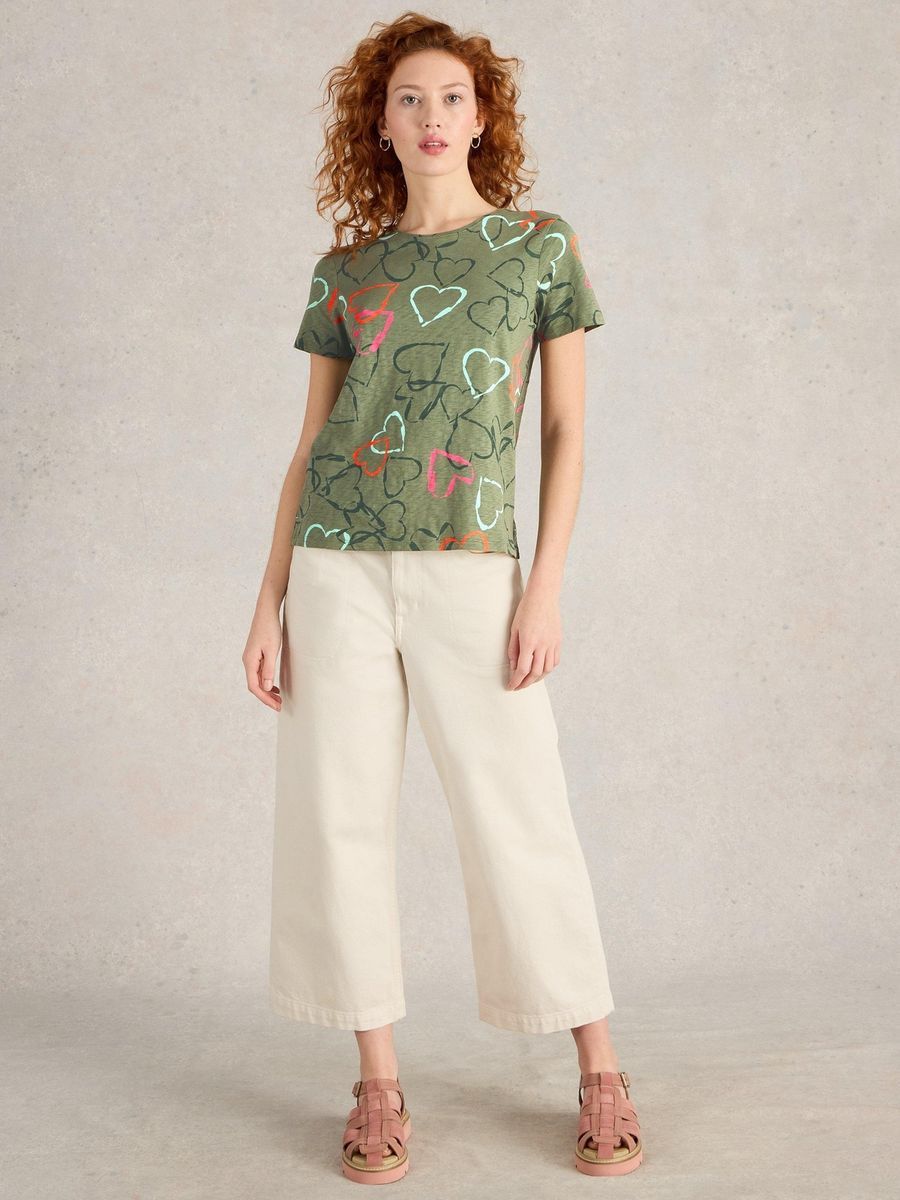 Verspieltes Baumwoll-T-Shirt mit Herzmuster