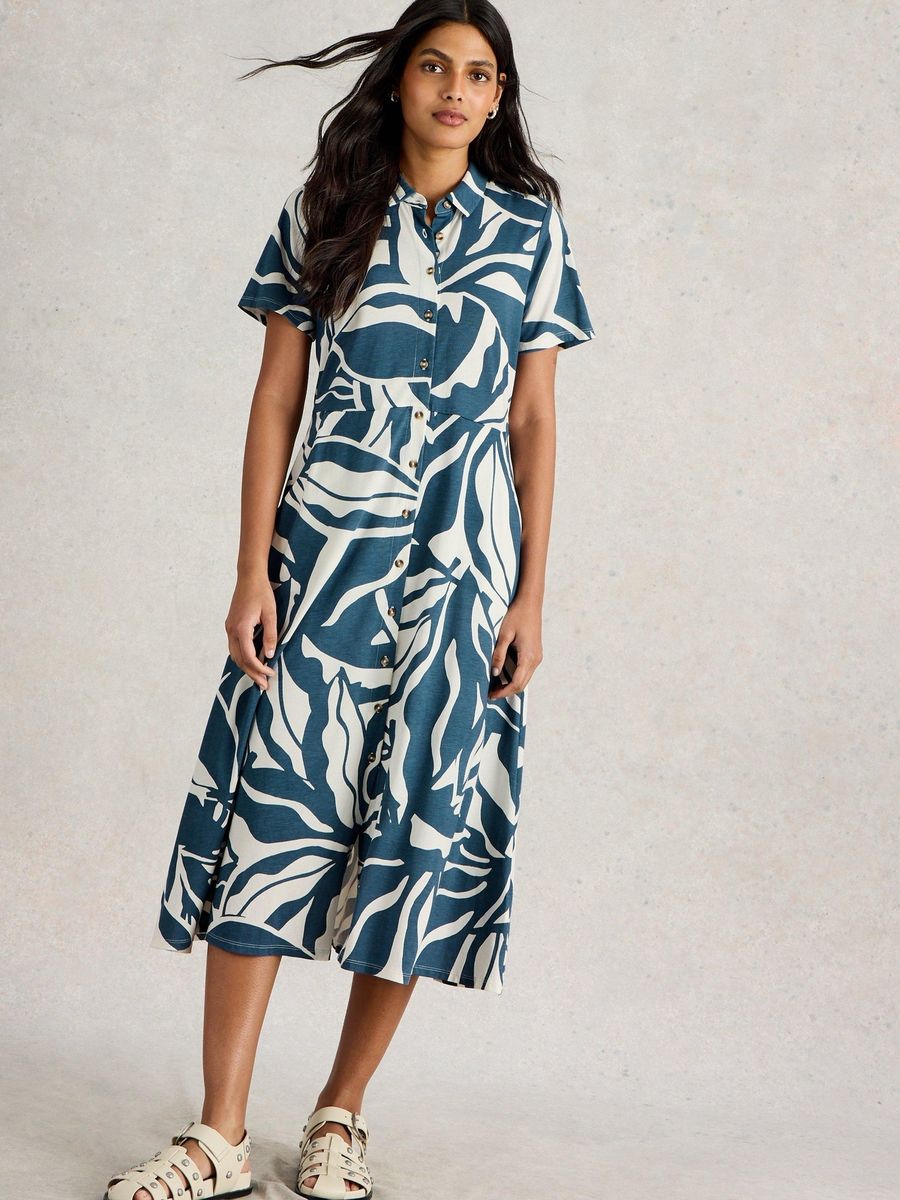 Gemustertes Hemdblusenkleid aus Jersey
