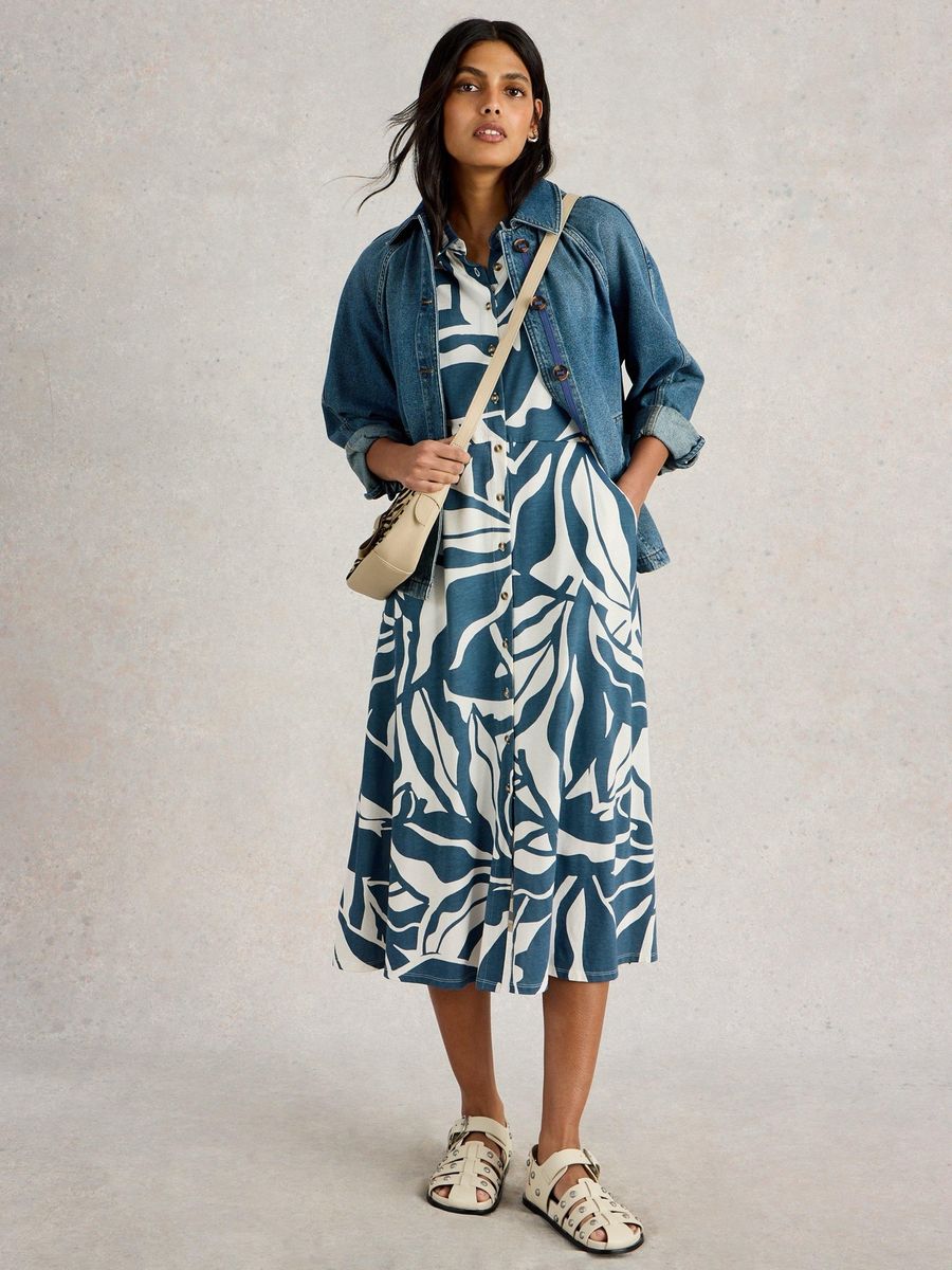 Gemustertes Hemdblusenkleid aus Jersey