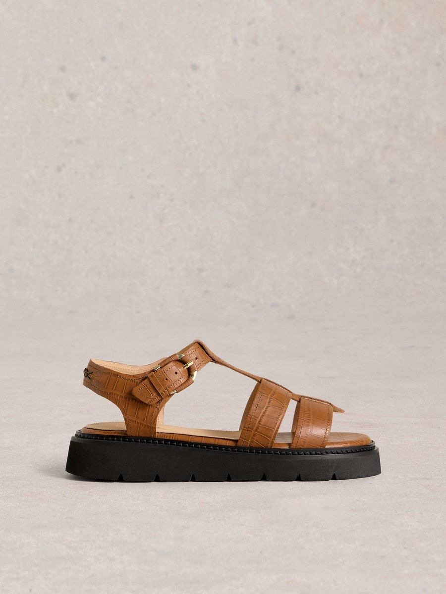 Plateau-Sandalen mit Kroko-Prägung