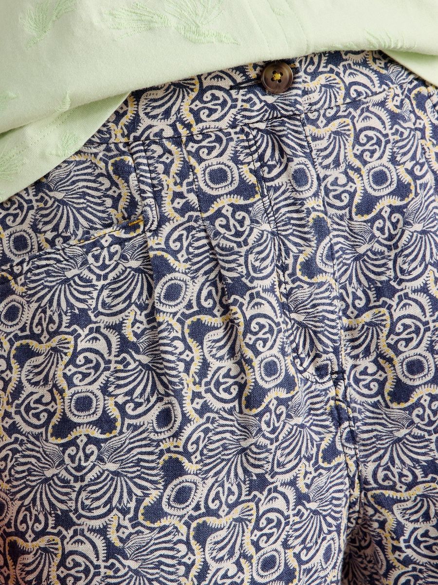 Leinenhose mit ornamentalem Print