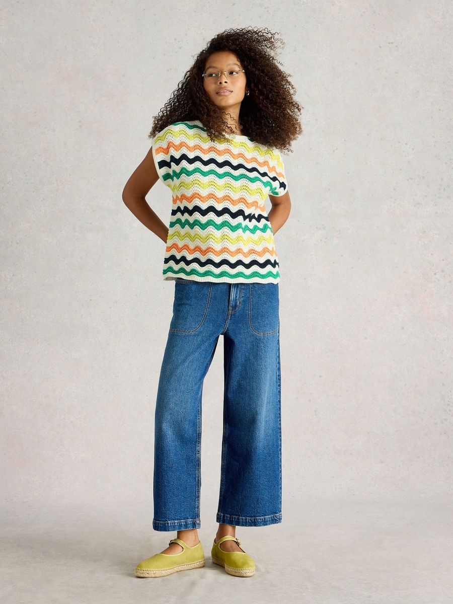 Ärmelloses Stricktop mit Zickzack-Muster