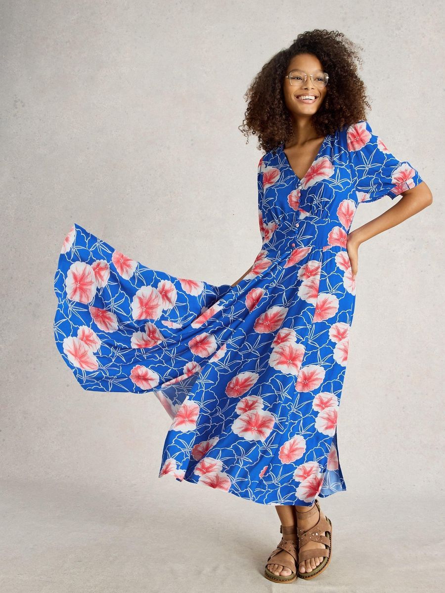 Luftiges Midikleid mit Blumenmuster