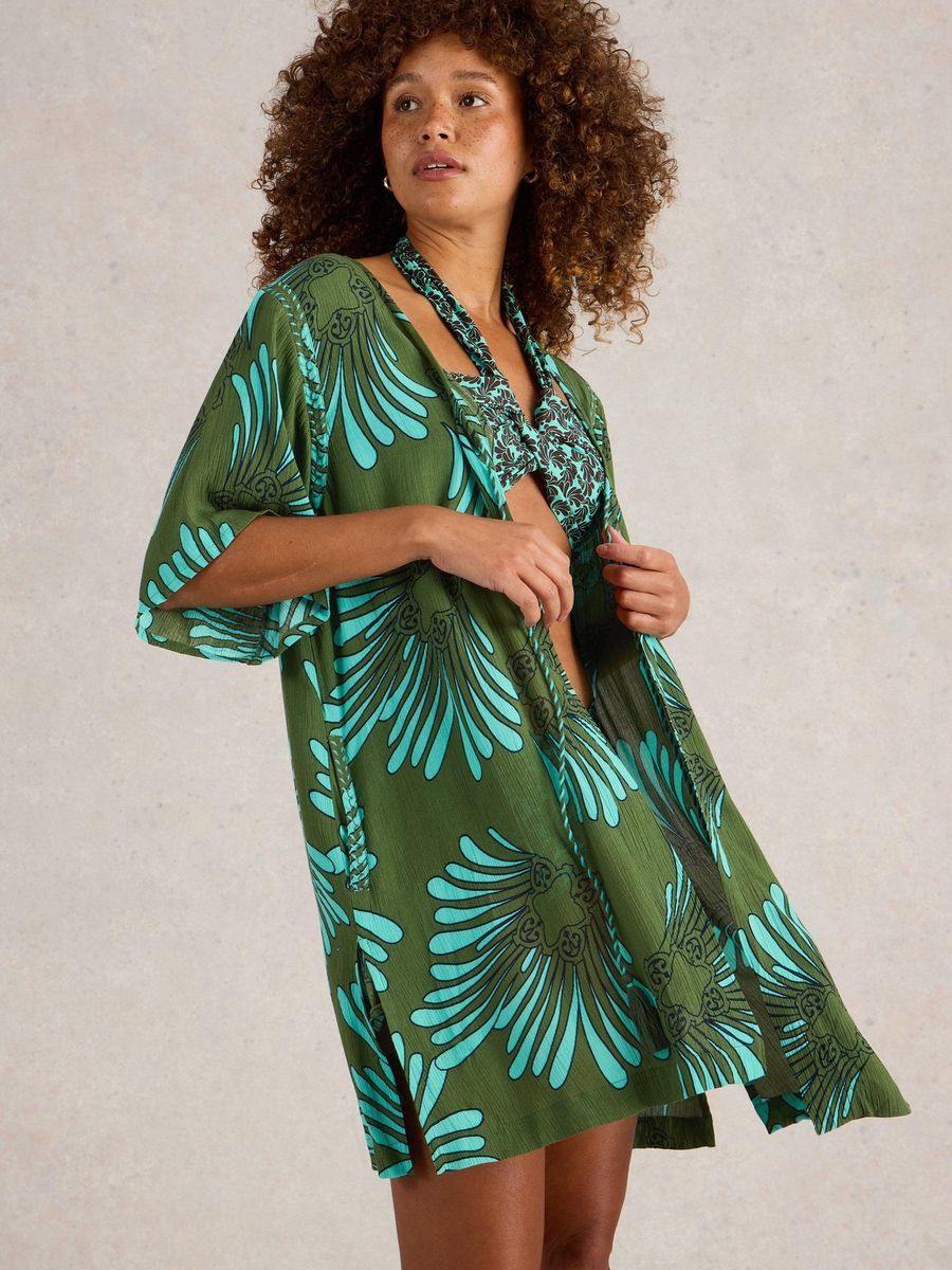Strand-Kimono mit tropischem Print