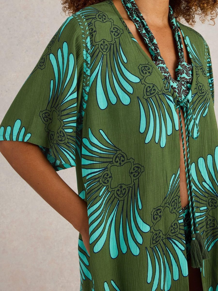 Strand-Kimono mit tropischem Print